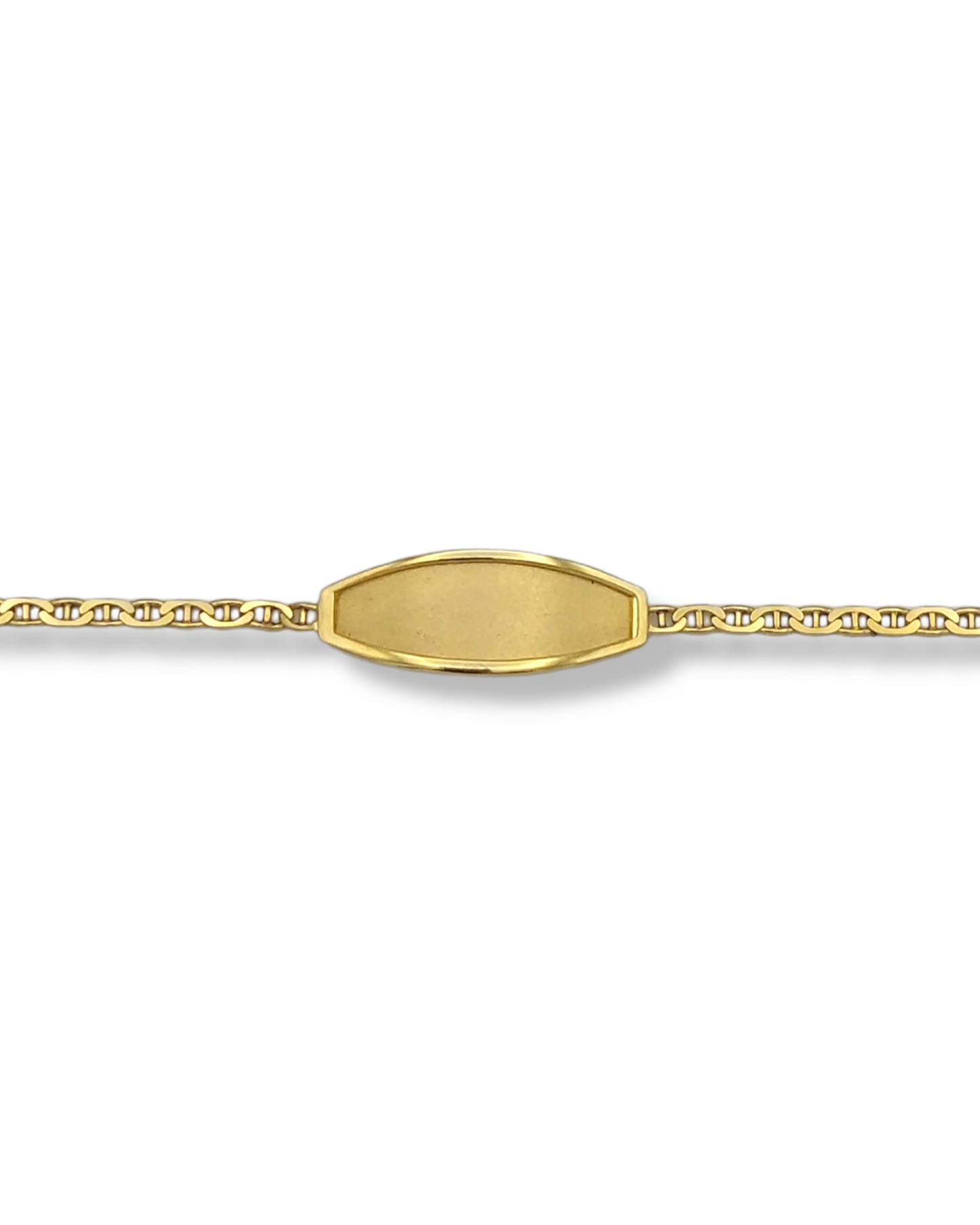 14k Children's Satin & Polished Bezel Anchor Link ID Bracelet