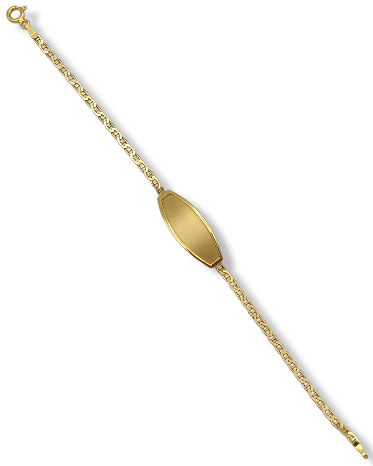 14k Children's Satin & Polished Bezel Anchor Link ID Bracelet