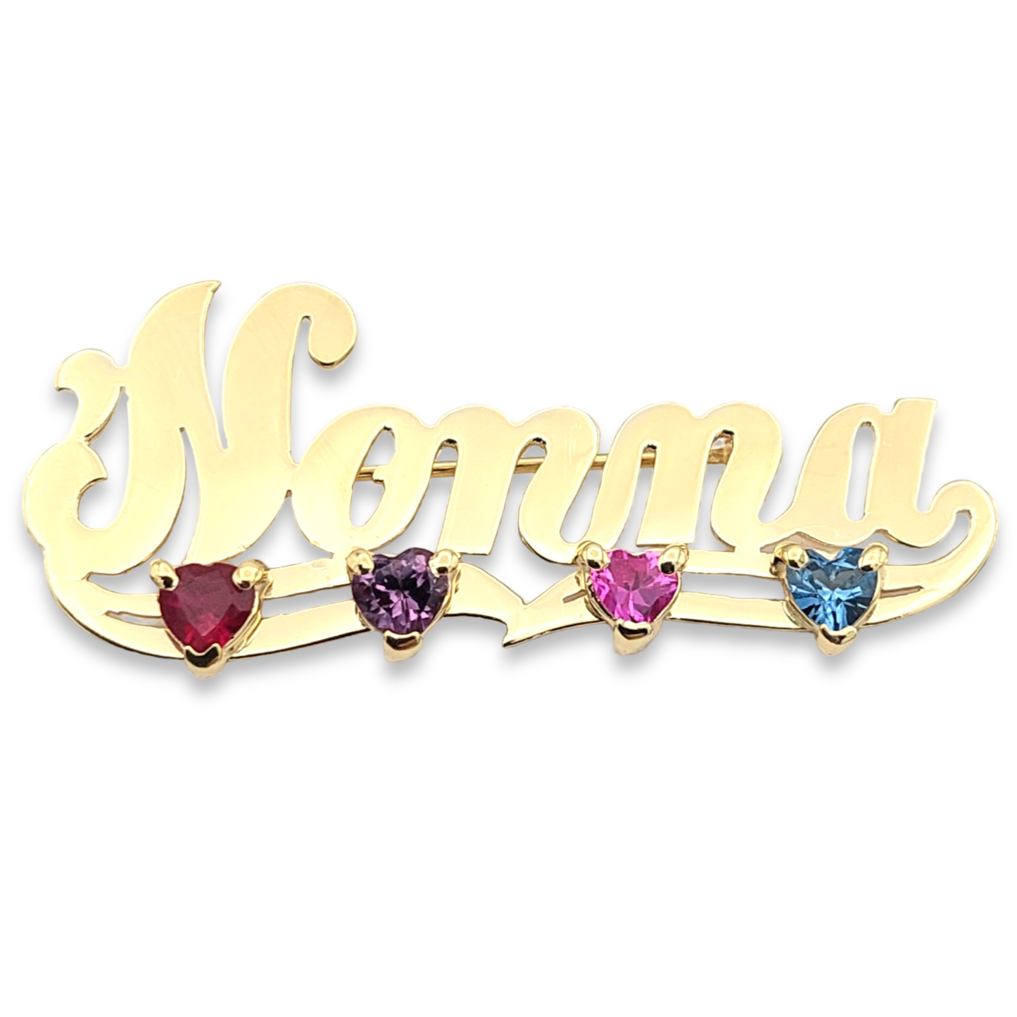 14k Yellow Gold Birthstone Nonna Brooch