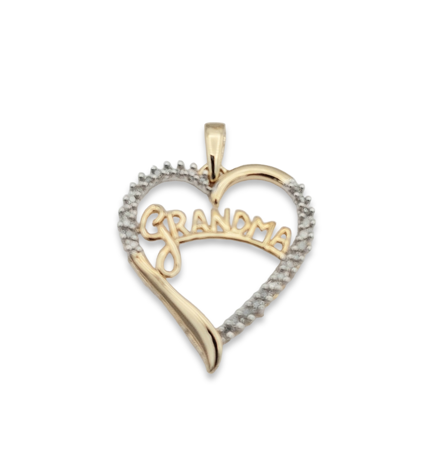 10k Diamond Grandma Heart Charm