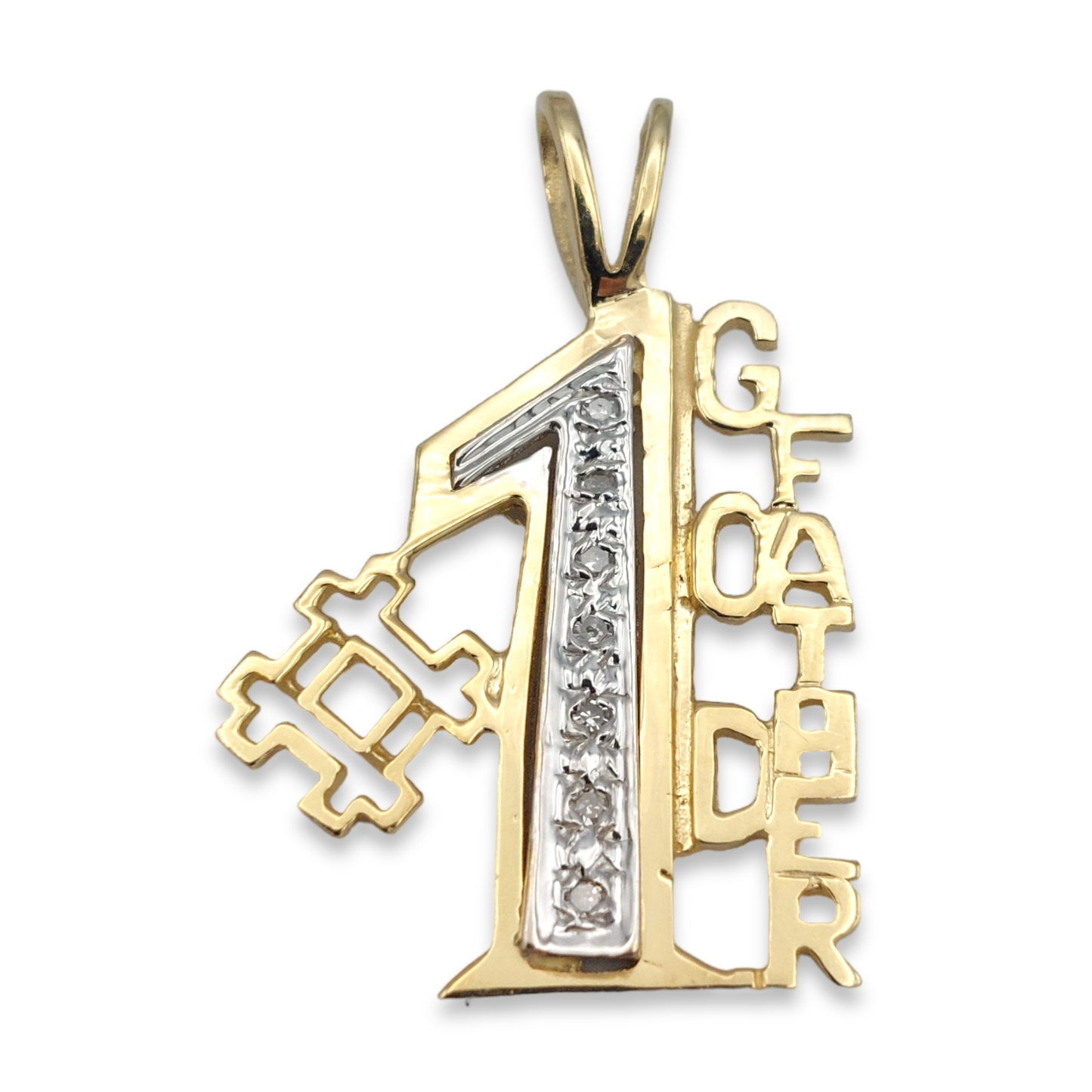 14k Diamond #1 God Father Charm