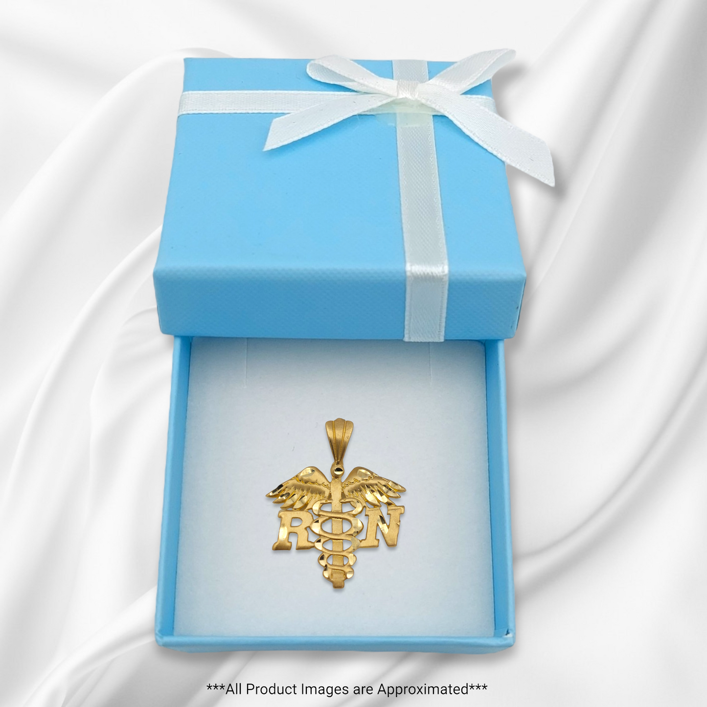 14k Nurses R N Caduceus Charm