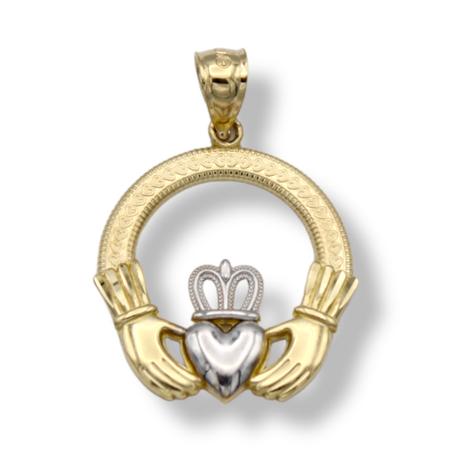 14k Two-Tone Claddagh Pendant