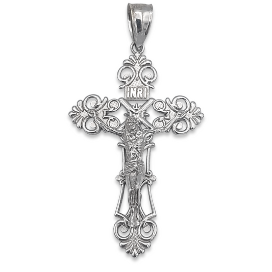14k White Crucifix Pendant