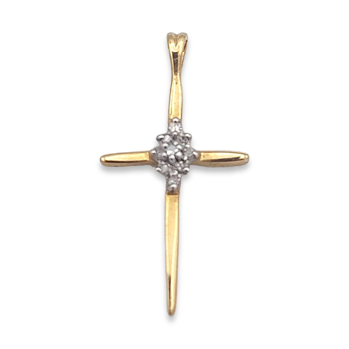 10k Diamond Cluster Cross Pendant