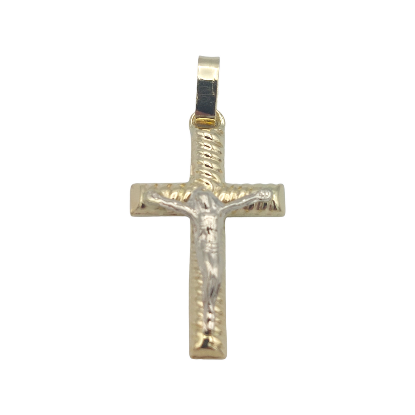 14k Two-Tone Crucifix Pendant