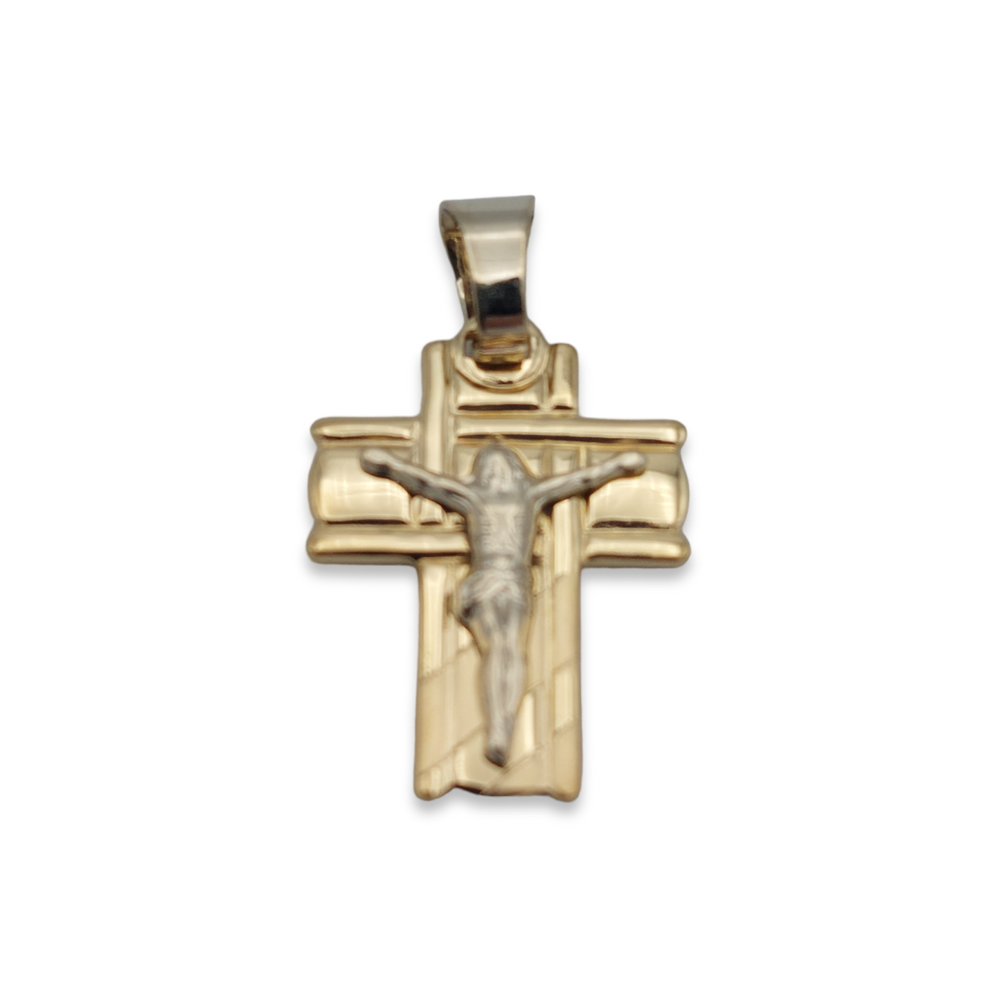 14k Two-Tone Crucifix Pendant