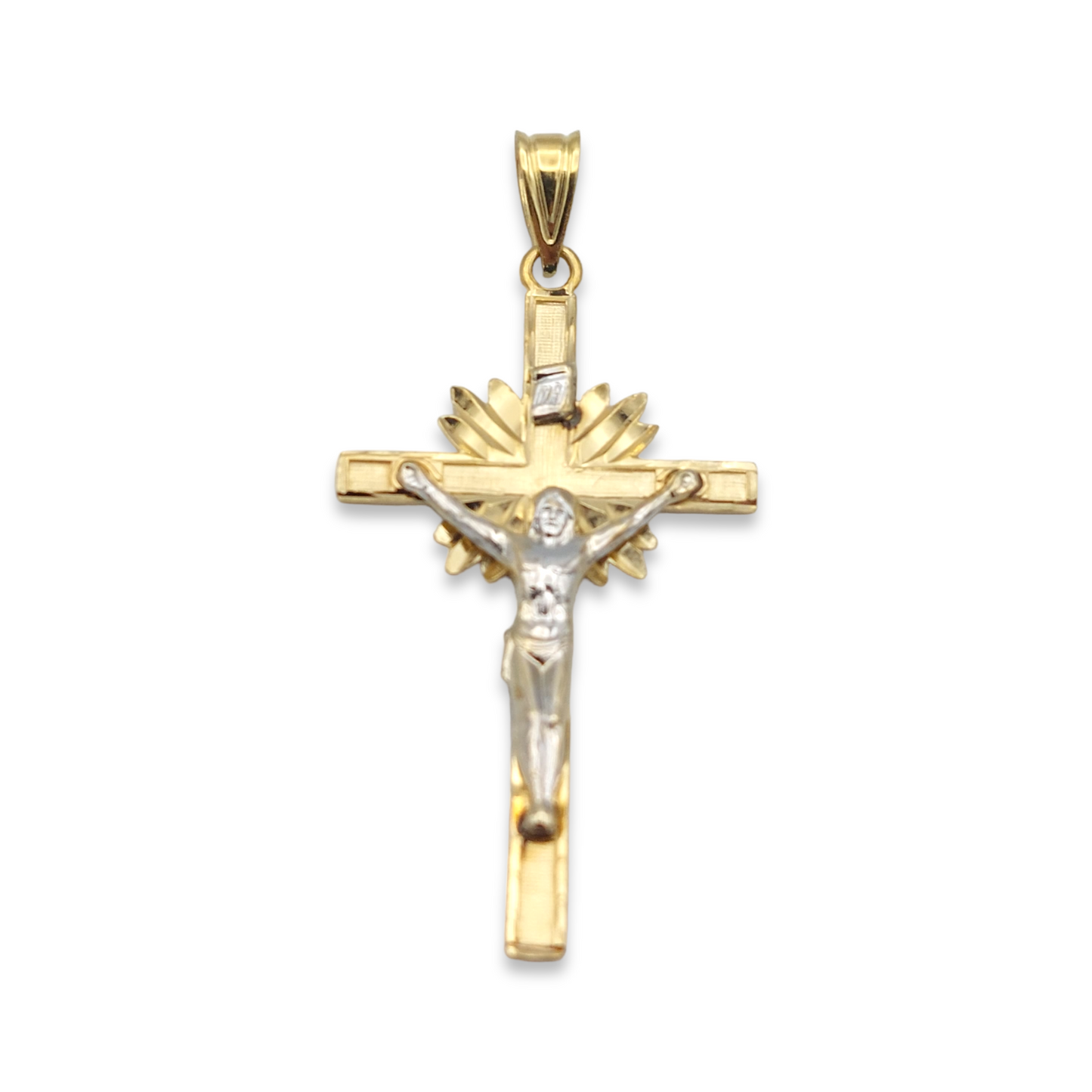 14k Two-Tone Crucifix Charm Pendant