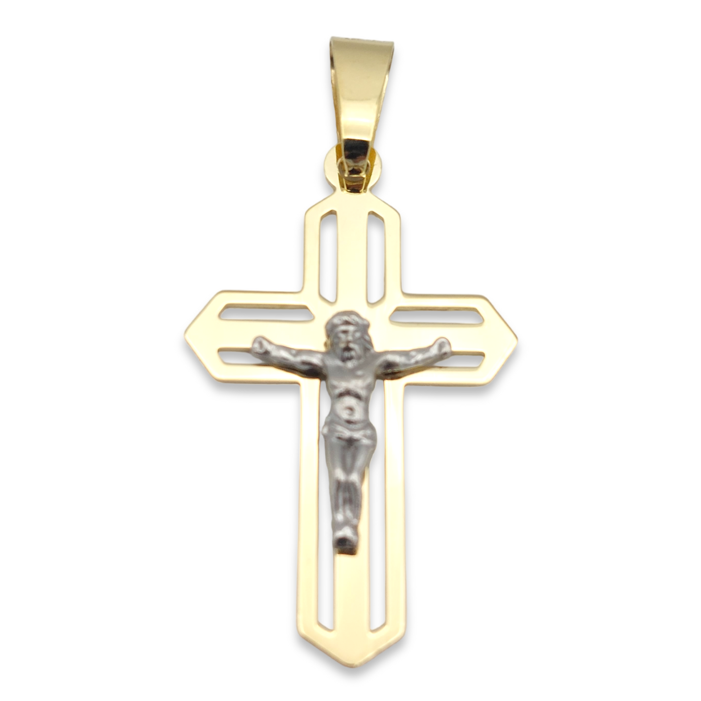 14k Two-Tone Crucifix Pendant