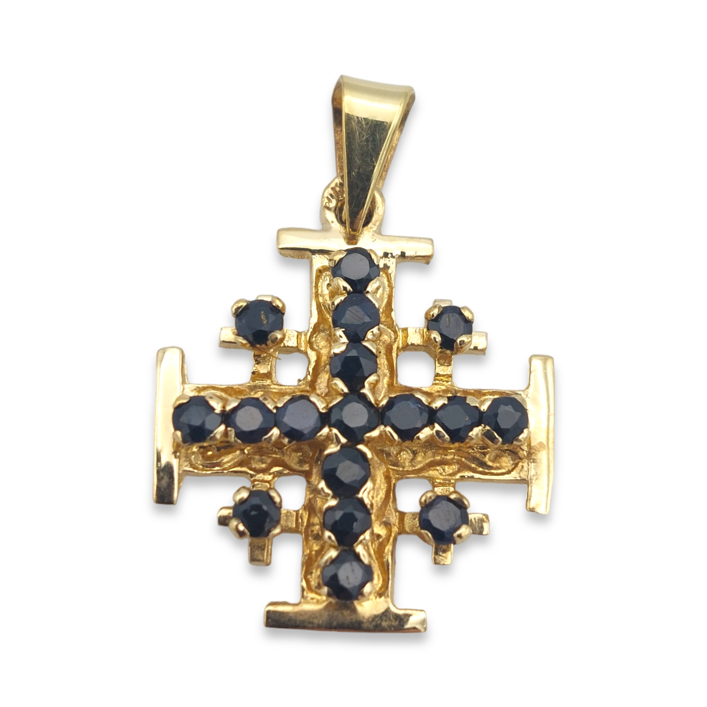 14k Jerusalem Cross w/ Colored Stones