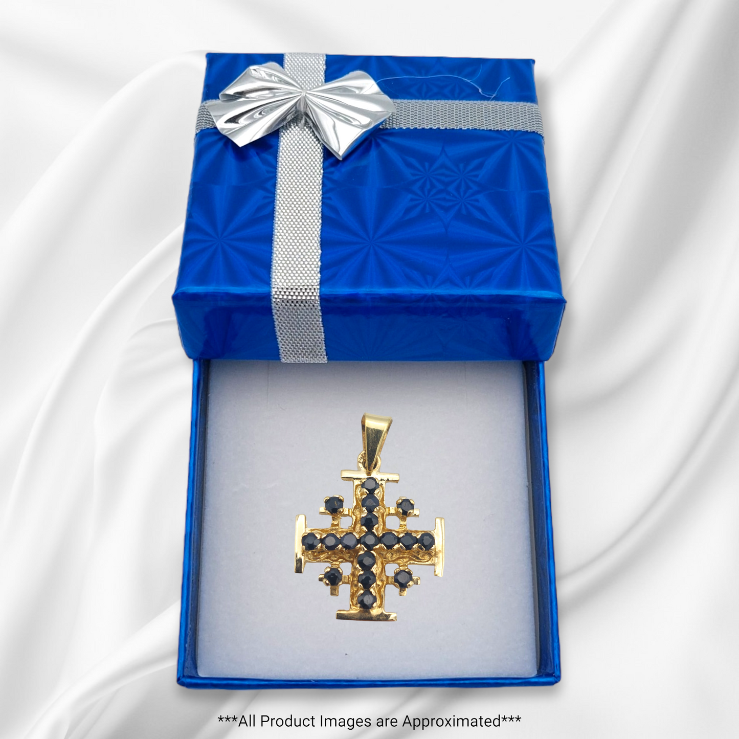 14k Jerusalem Cross w/ Colored Stones