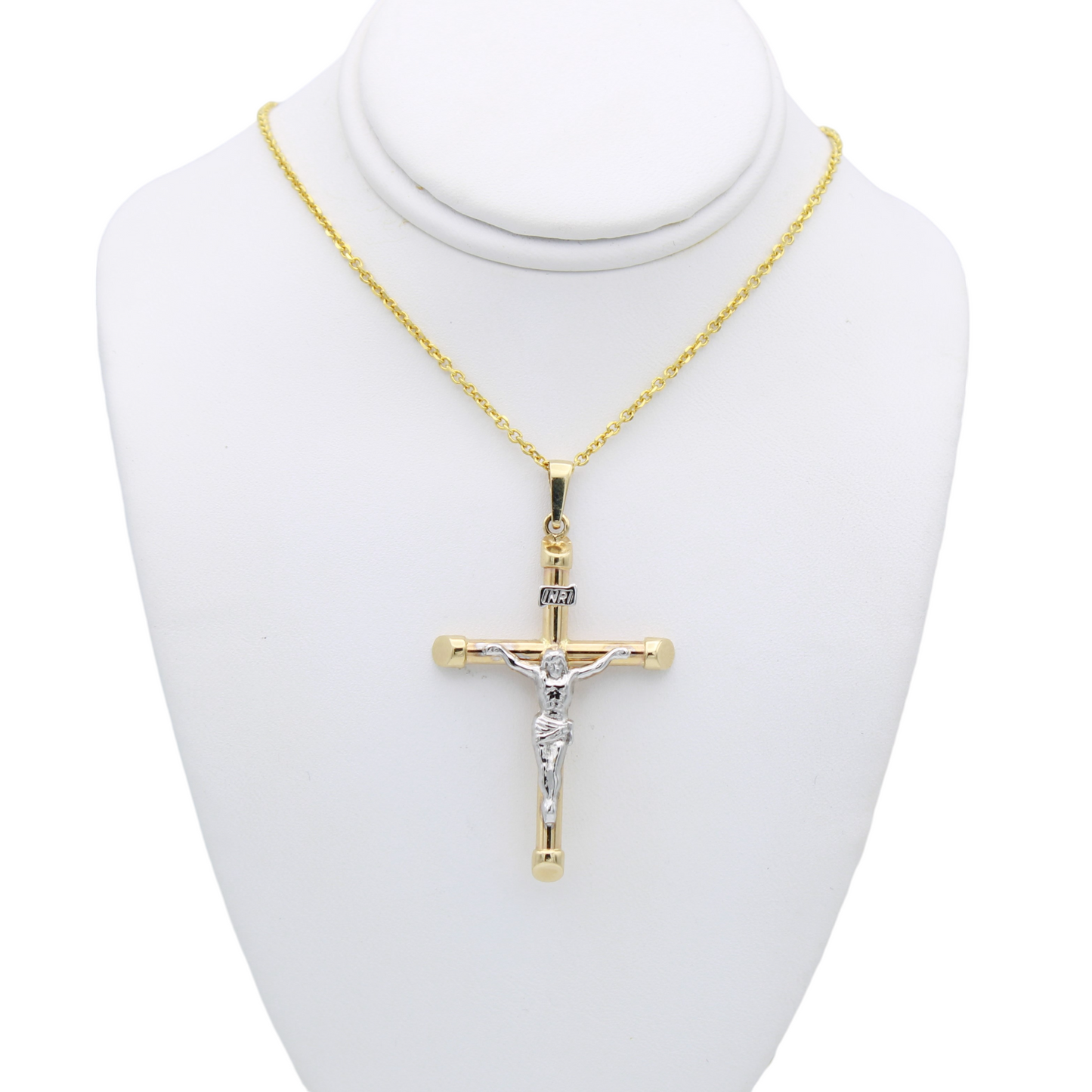 14k Two-Tone Crucifix Pendant