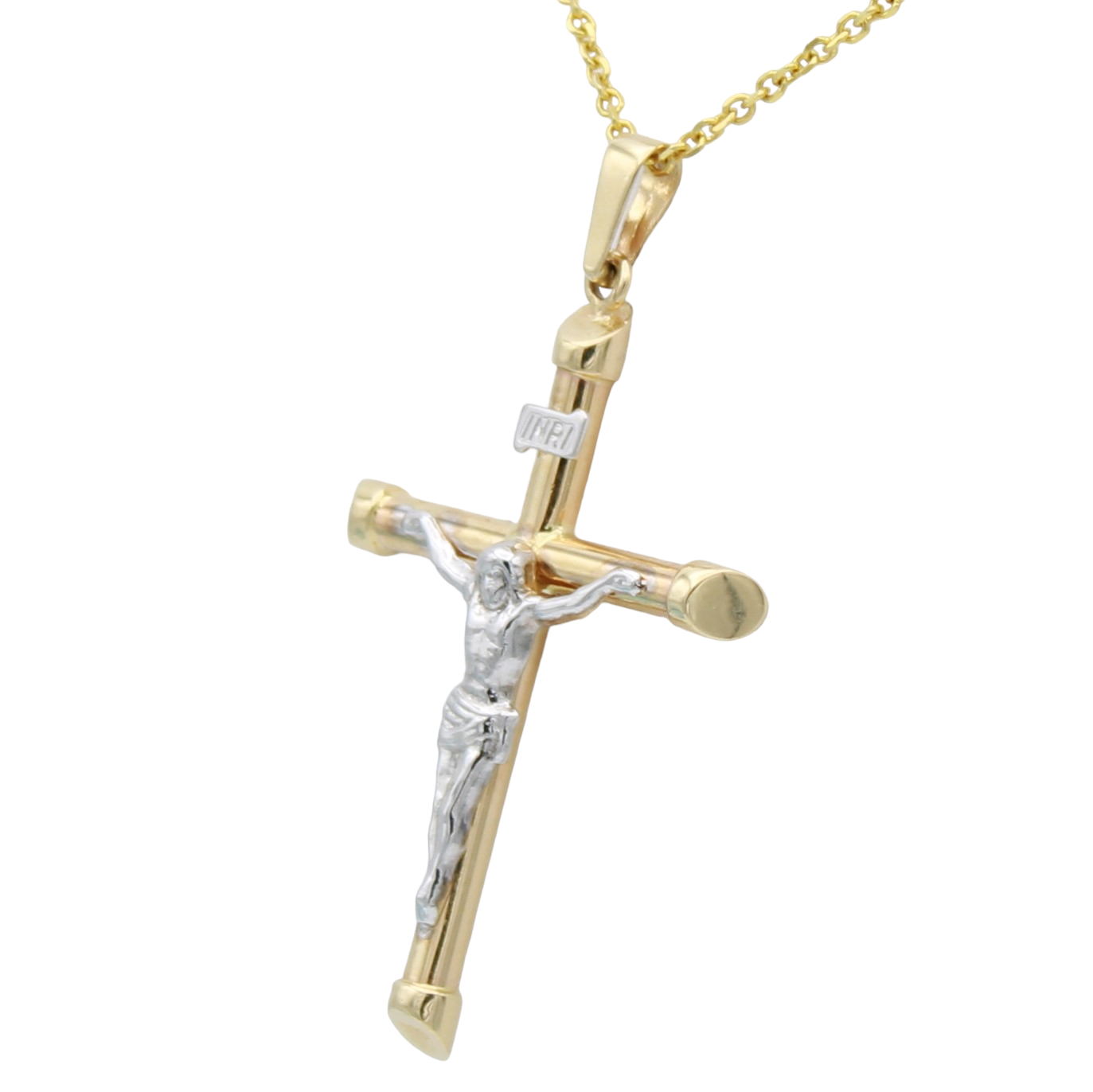 14k Two-Tone Crucifix Pendant