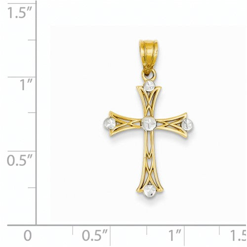 14k Two-Tone Cross Pendant