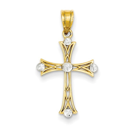 14k Two-Tone Cross Pendant
