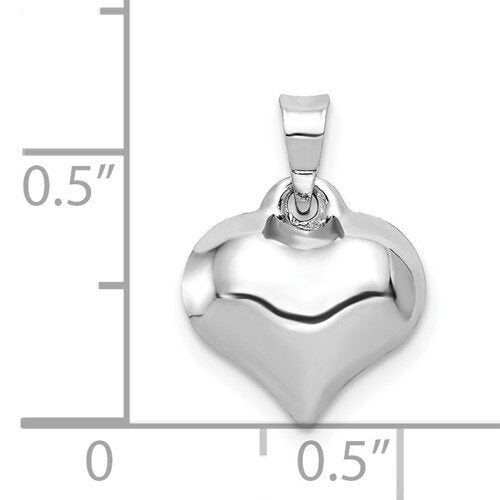 14k White Gold Puffed Heart Charm