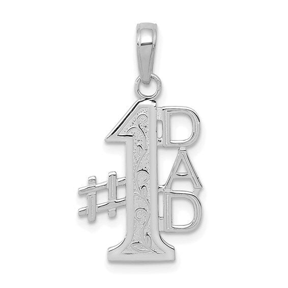 14k White Gold #1 Dad Charm