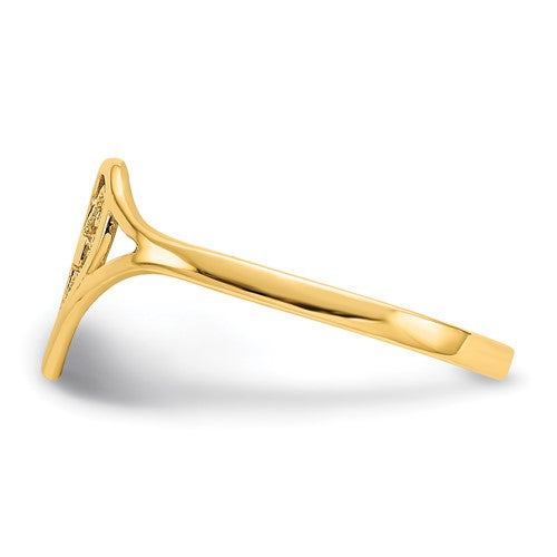 14k Heart Cross Ring
