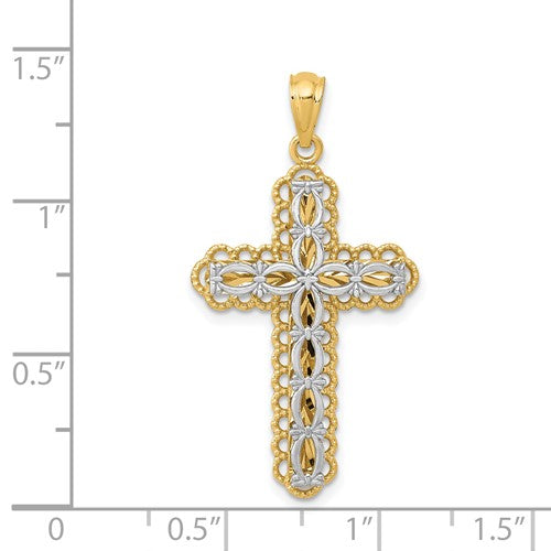 14k Two-Tone Cross Pendant