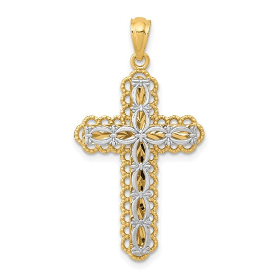 14k Two-Tone Cross Pendant