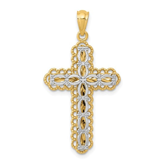 14k Two-Tone Cross Pendant