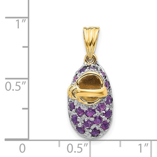 14k Two-Tone Birthstone Baby Booties Charm