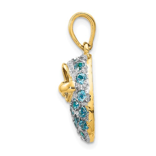 14k Two-Tone Birthstone Baby Booties Charm