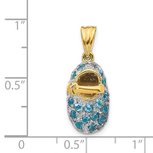 14k Two-Tone Birthstone Baby Booties Charm