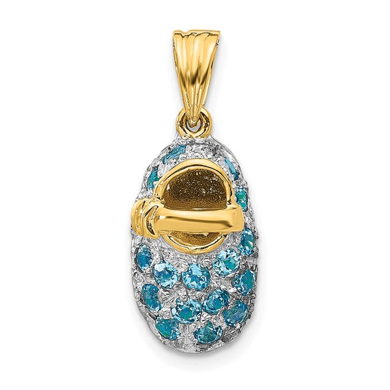 14k Two-Tone Birthstone Baby Booties Charm