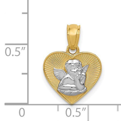 14k Two-Tone Angel Heart Charm