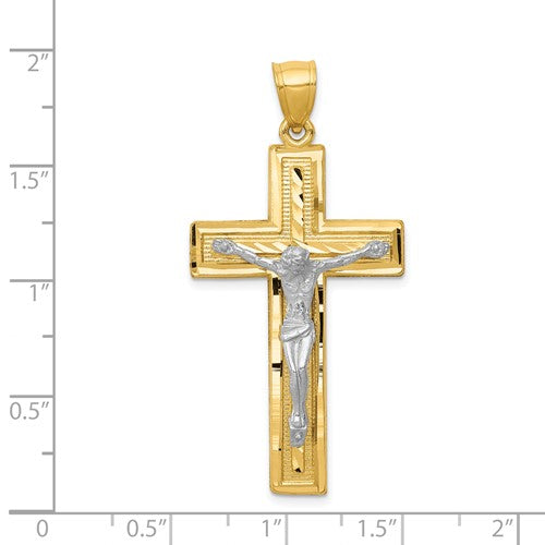 14k Two-Tone Crucifix Pendant