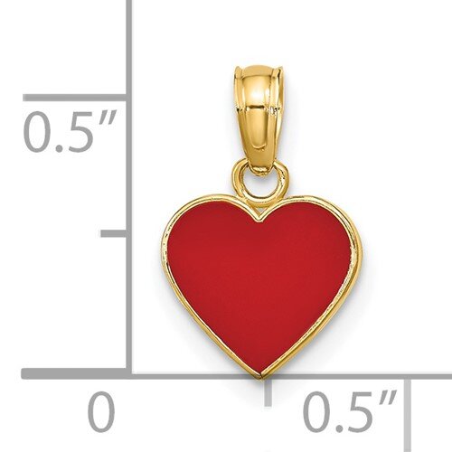 14k Enameled Heart Charm