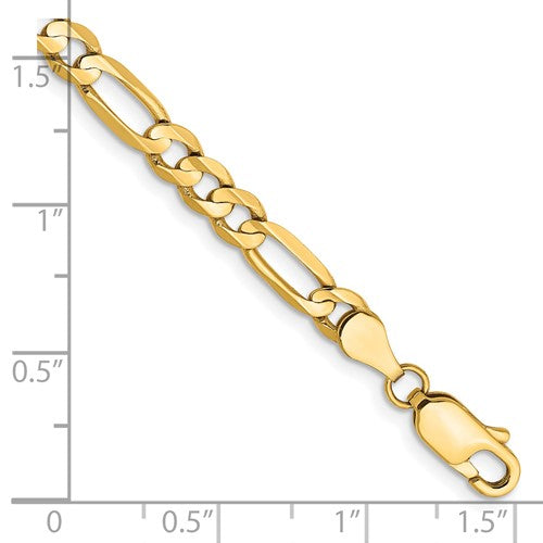 14k Concave Open Figaro Link Bracelet - 4.50mm