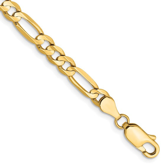 14k Concave Open Figaro Link Bracelet - 4.50mm