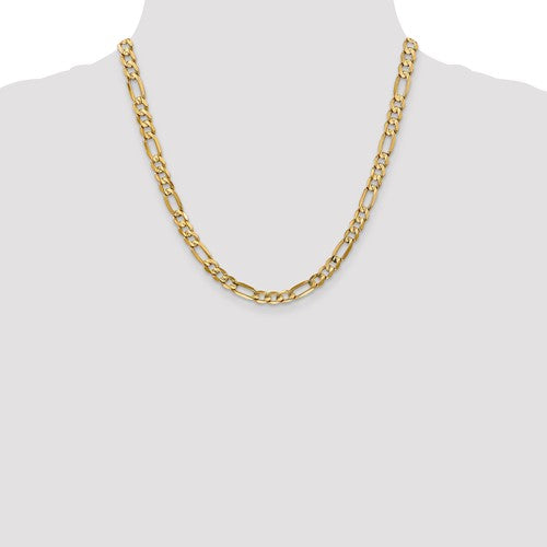 14k Concave Open Figaro Link Chain 6.00 mm