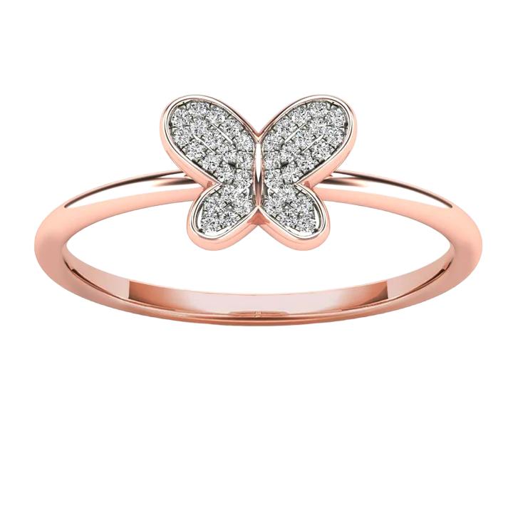 14k Diamond Butterfly Rings