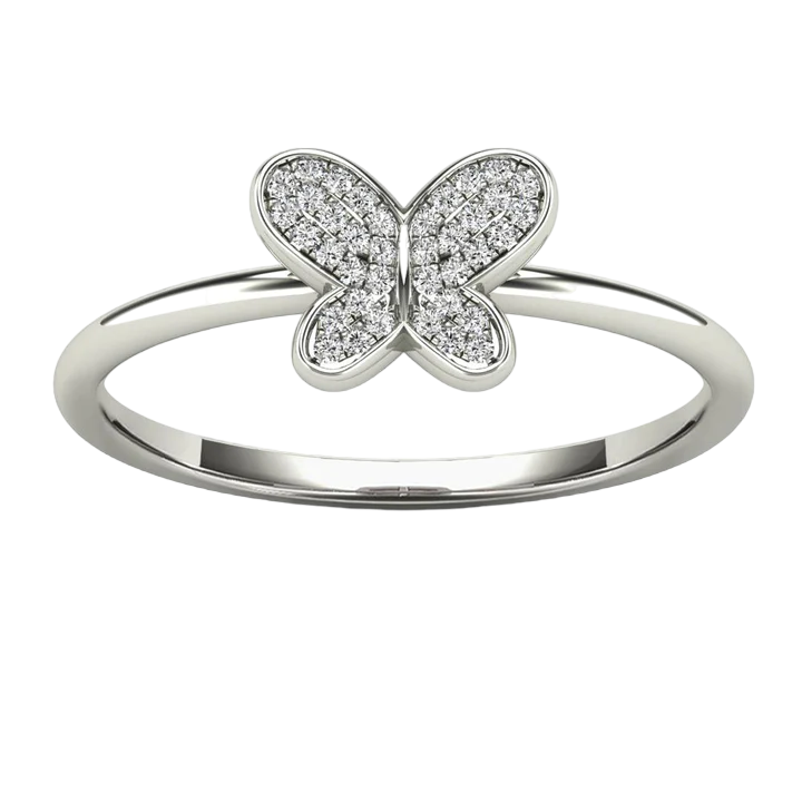 14k Diamond Butterfly Rings