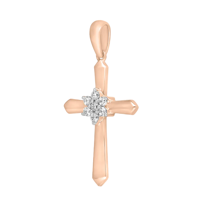 14k Diamond Cross Pendant - 0.11ct