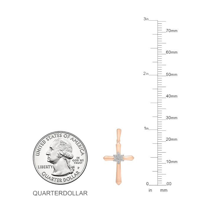 14k Diamond Cross Pendant - 0.11ct