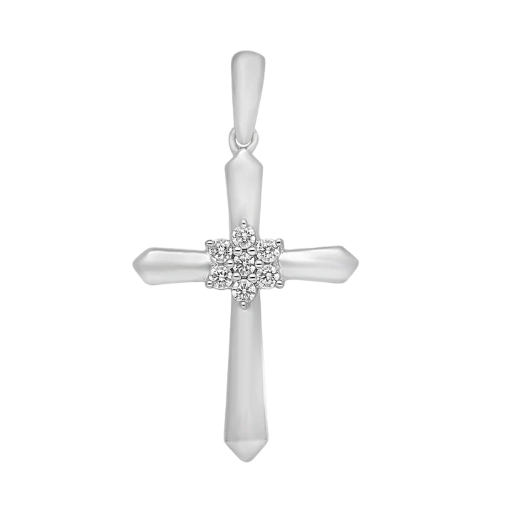 14k Diamond Cross Pendant - 0.11ct