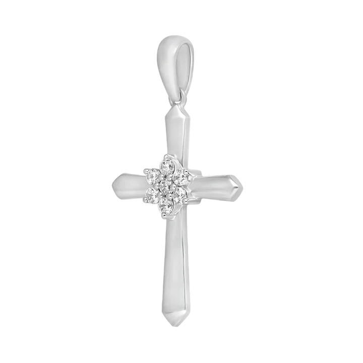 14k Diamond Cross Pendant - 0.11ct