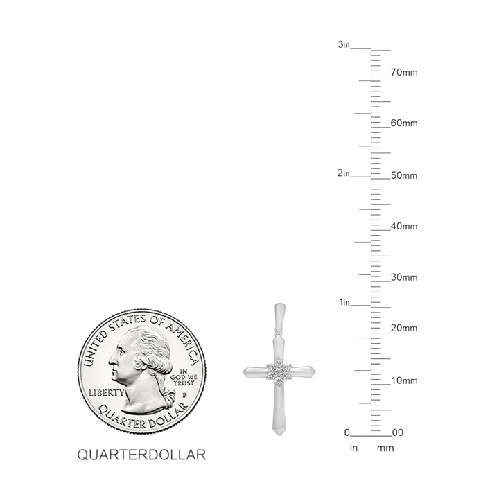 14k Diamond Cross Pendant - 0.11ct