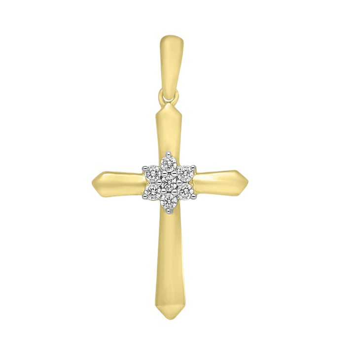 14k Diamond Cross Pendant - 0.11ct