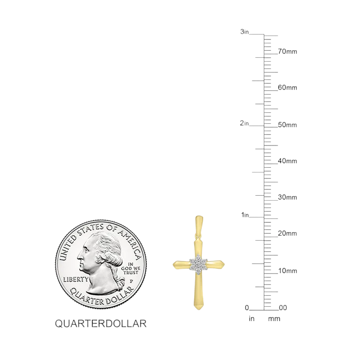 14k Diamond Cross Pendant - 0.11ct