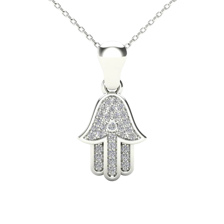 14k Diamond Hamsa Pendant