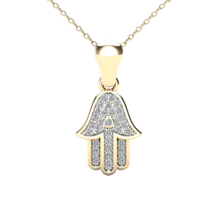 14k Diamond Hamsa Pendant