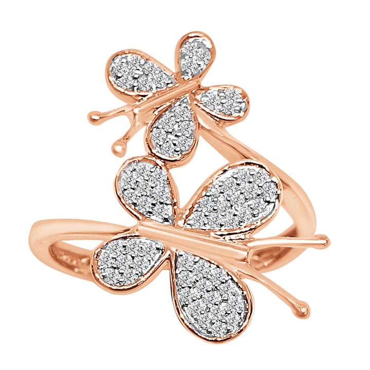 14k Diamond Butterfly Rings