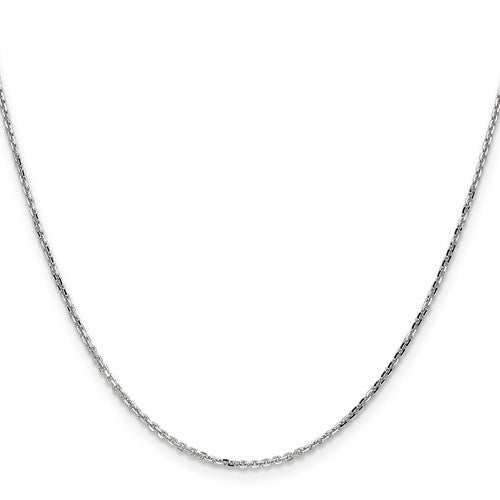14k White Gold Diamond-Cut Round Open Link Cable Chains - 1.40 mm