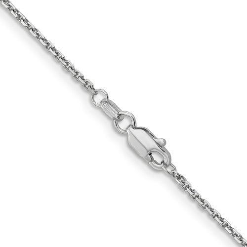 14k White Gold Diamond-Cut Round Open Link Cable Chains - 1.40 mm