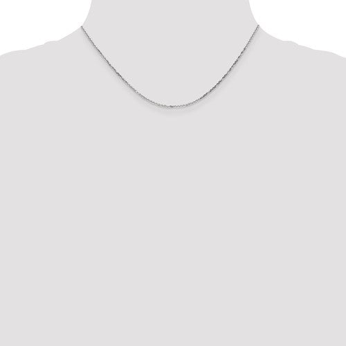 14k White Gold Diamond-Cut Round Open Link Cable Chains - 1.40 mm